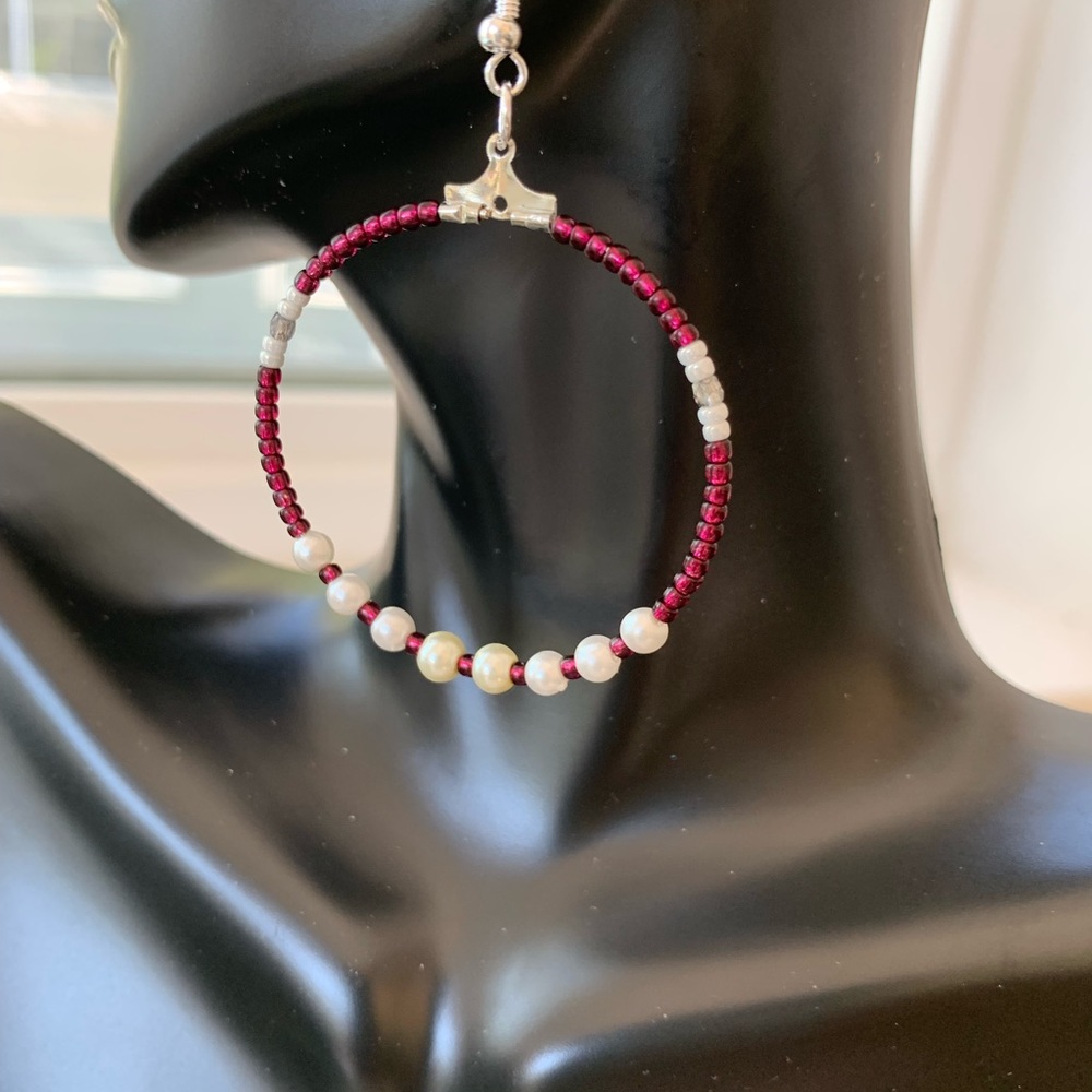 Handmade Beaded Hoop Earrings - Picture 10 of 11